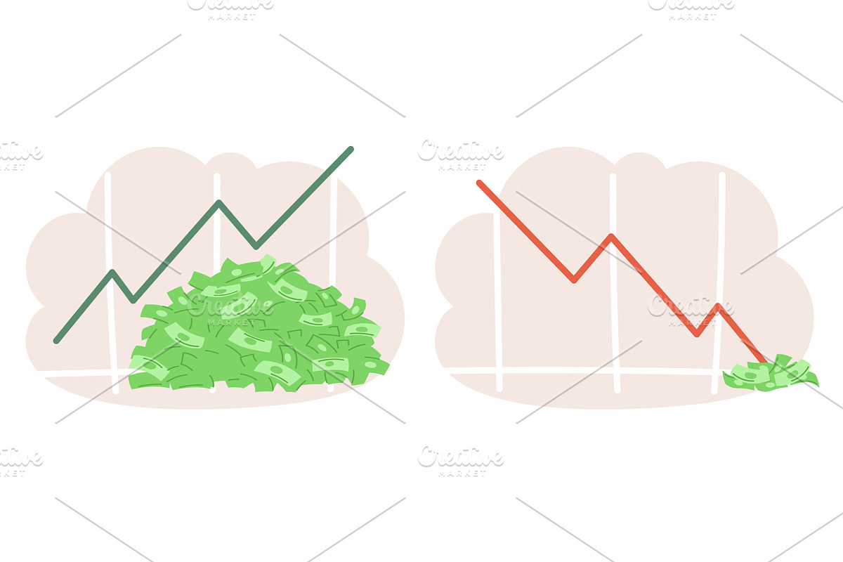 Profit rise and fall graph, a Finance Illustration by Vectorbuum