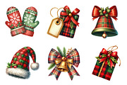 Red & Green Plaid Christmas Clipart, an Illustration by SinaCreation (Thumbnail 5 of 7)