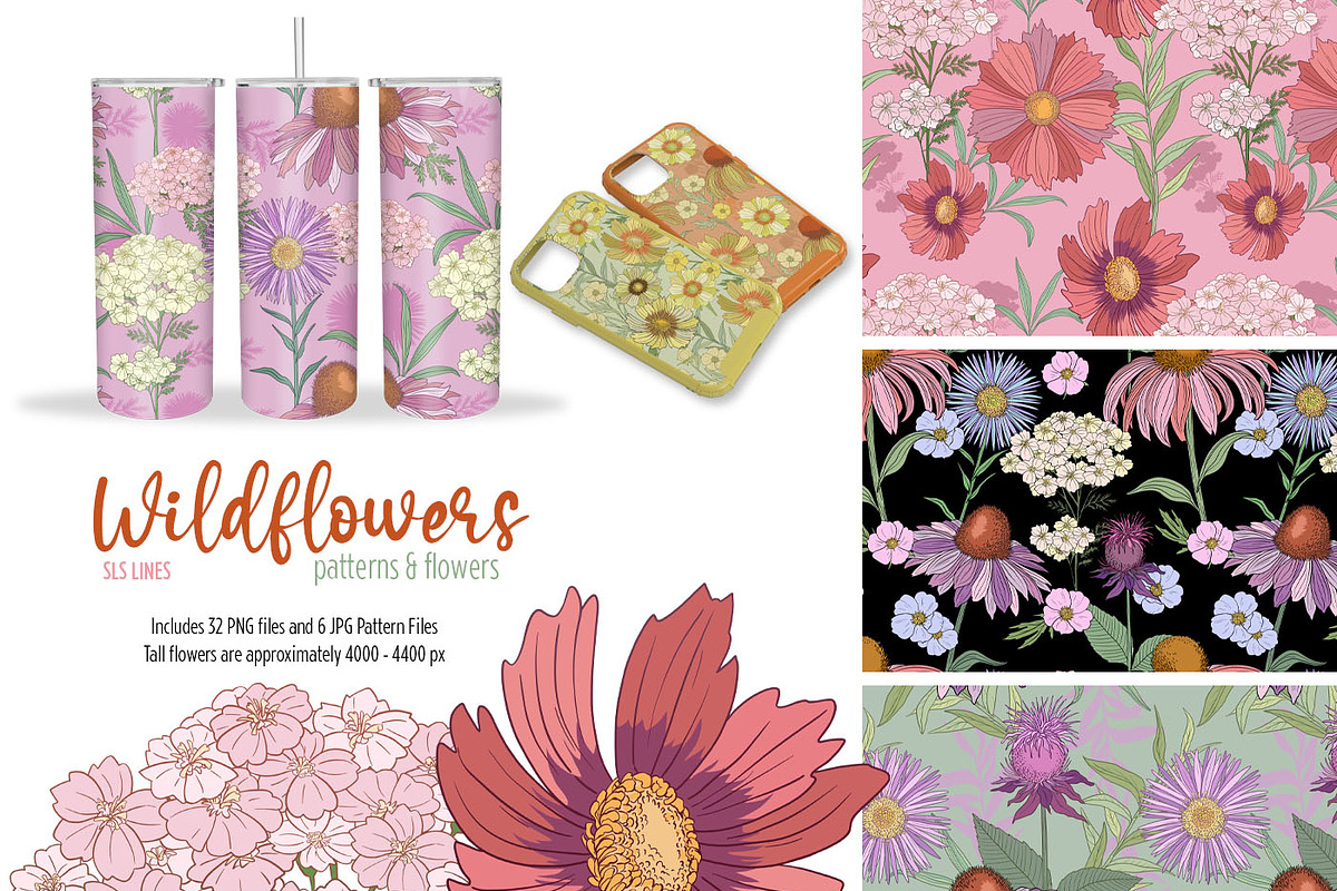Wildflowers Clipart Flower Graphics, a Decorative Illustration by SLS Lines (Photo 5 of 6)
