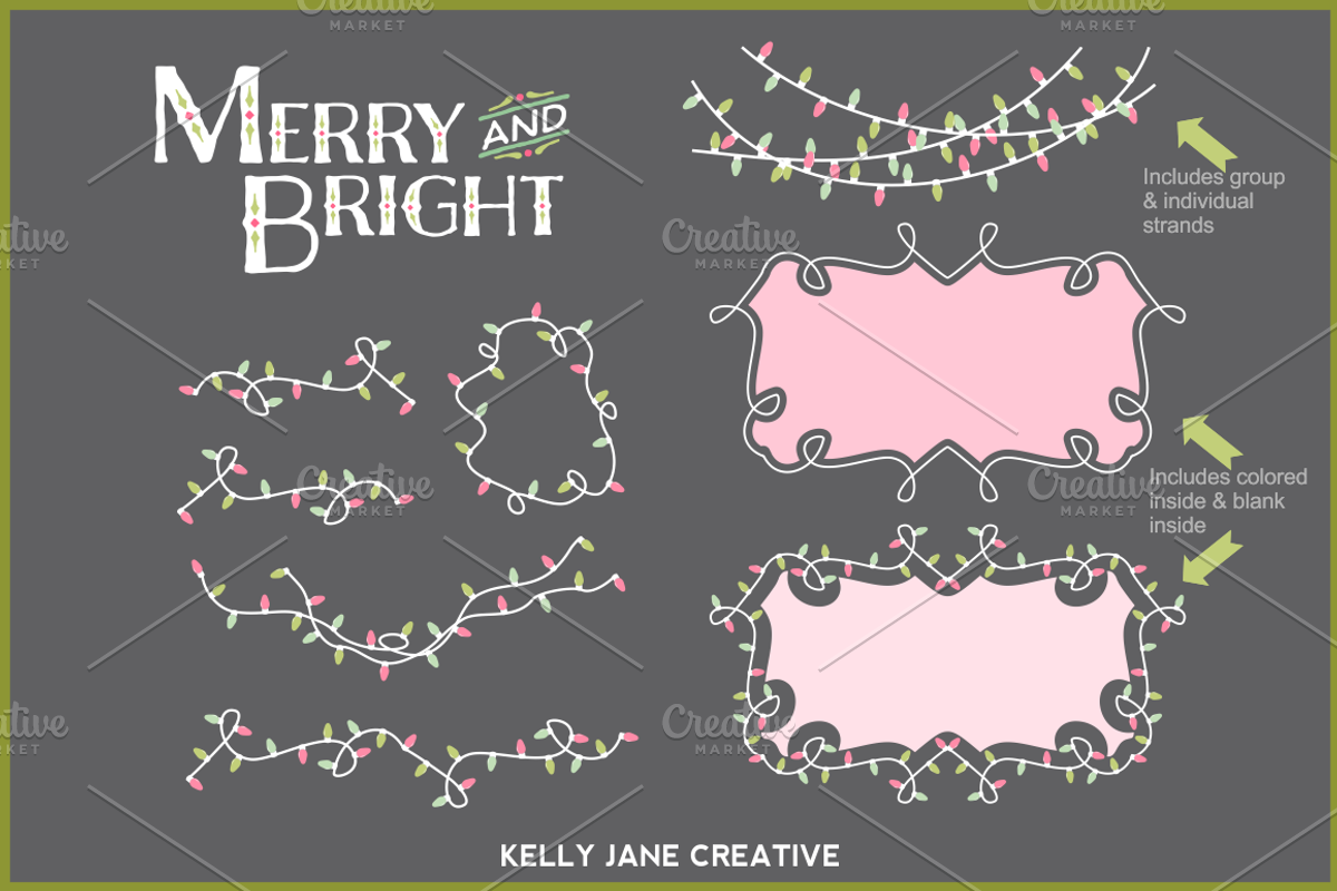 Pastel Christmas Lights- Vector, a Decorative Illustration by Kelly Jane Creative (Photo 3 of 4)