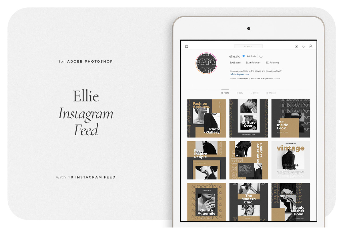 ELLIE Instagram Feed, a Social Media Template by Aprilea (Photo 1 of 7)