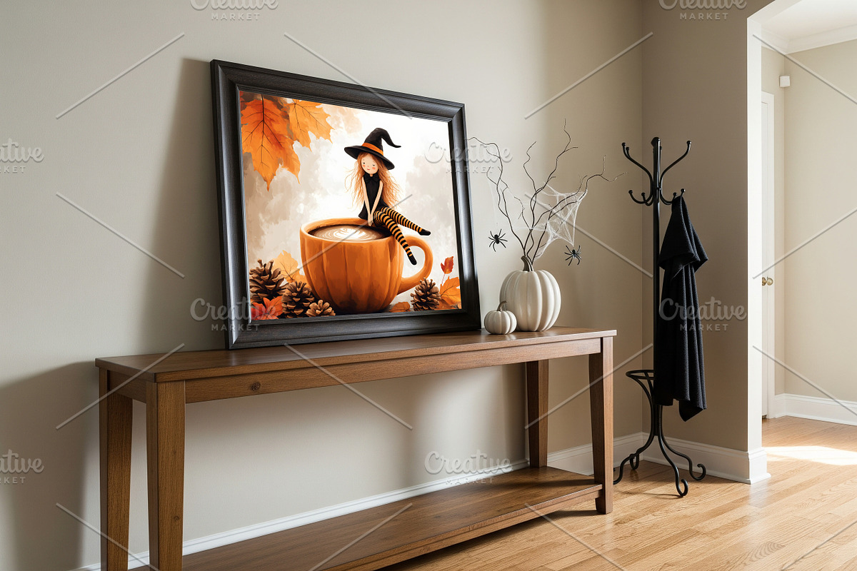 Autumn Witch on Pumpkin Cup, a Seasonal Illustration by Floraphoria (Photo 2 of 14)