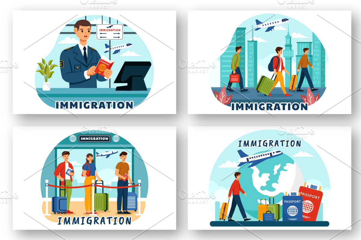 9 Immigration Vector Illustration, a Person Illustration by denayunebgt