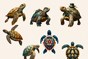 REALISTIC TURTLES CLIPART, an Animal Illustration by Daring Digies (Thumbnail 3 of 7)