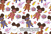 Black Girl Superhero Seamless, a Pattern Graphic by Coastal 5 Designs (Thumbnail 1 of 3)