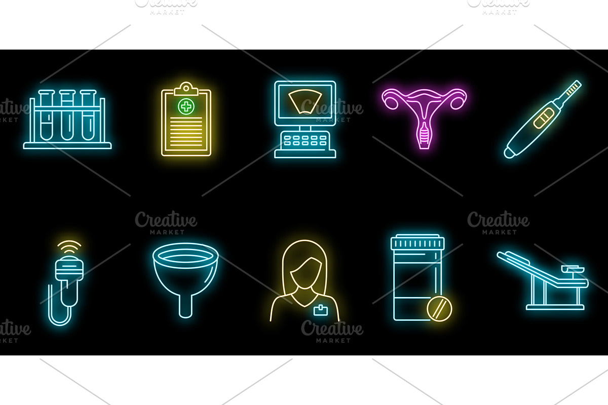 Hospital gynecologist icons set, a Healthcare Illustration by Ylivdesign