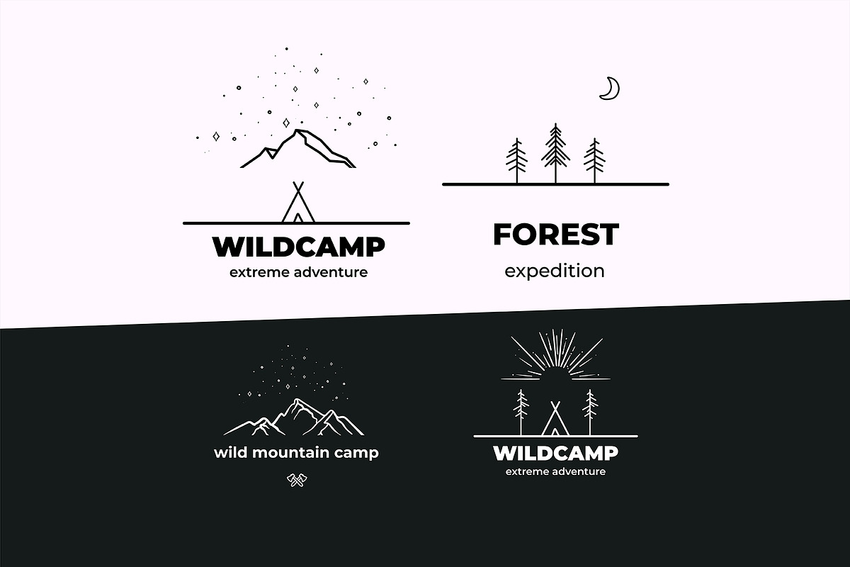 Camping linear Badges, an Illustration by 2dvillShop (Photo 3 of 8)
