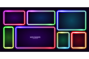 Colorful glowing neon banners, an Illustration by 32pixels