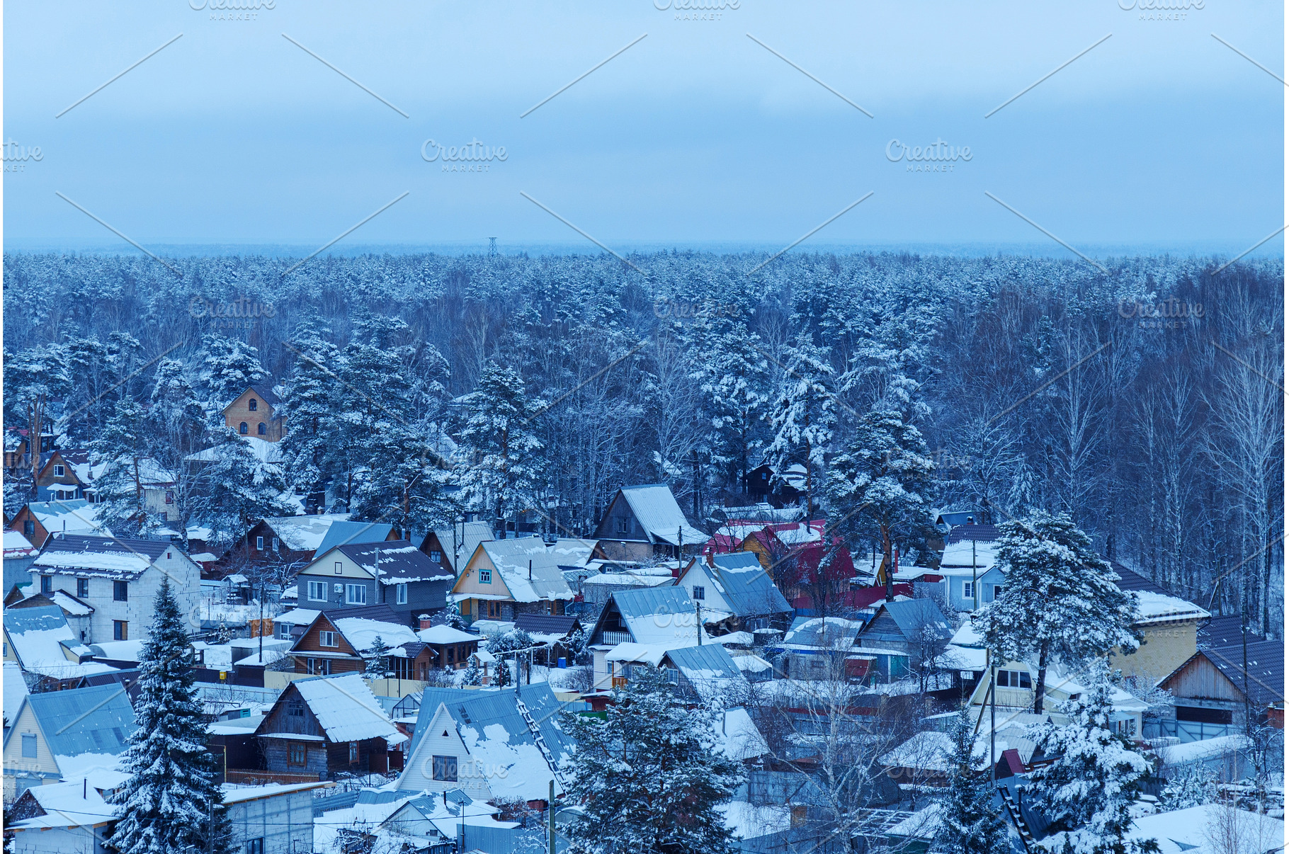 Snowy winter landscape with houses, an Architecture Photo by darksoul72