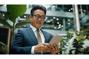 Asian business executive using a, a Person Photo by Sergey Kotenev