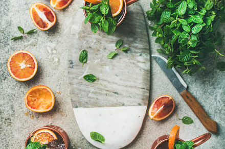 Blood orange Moscow mule cocktails, a Food & Drink Photo by Foxys