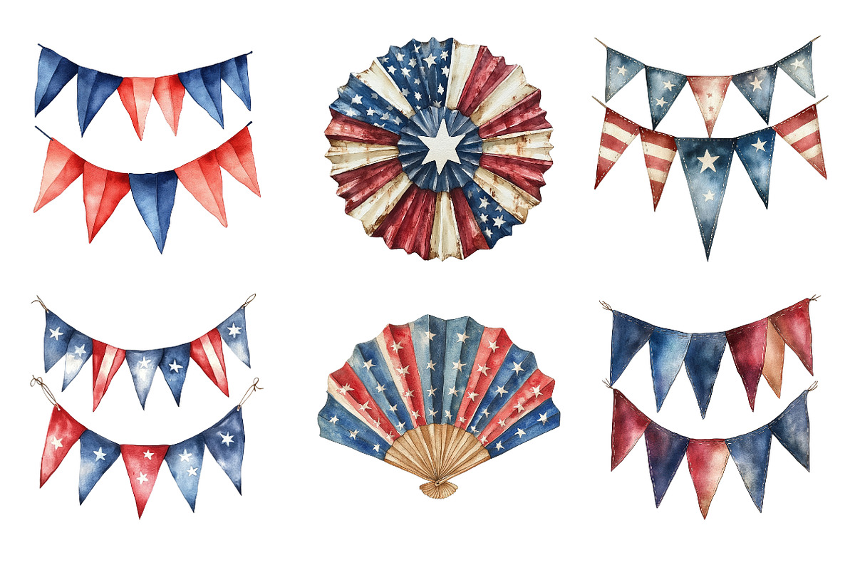 Patriotic American Bunting PNG, an Illustration by SinaCreation (Photo 3 of 5)