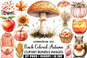 Peach Colored Autumn Clipart, an Illustration by Craft Nest