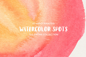 40 Hand-Painted Watercolor Spots