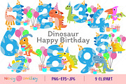Happy Birthday dinosaur Clipart, an Animal Illustration by Noey smiley (Thumbnail 1 of 7)