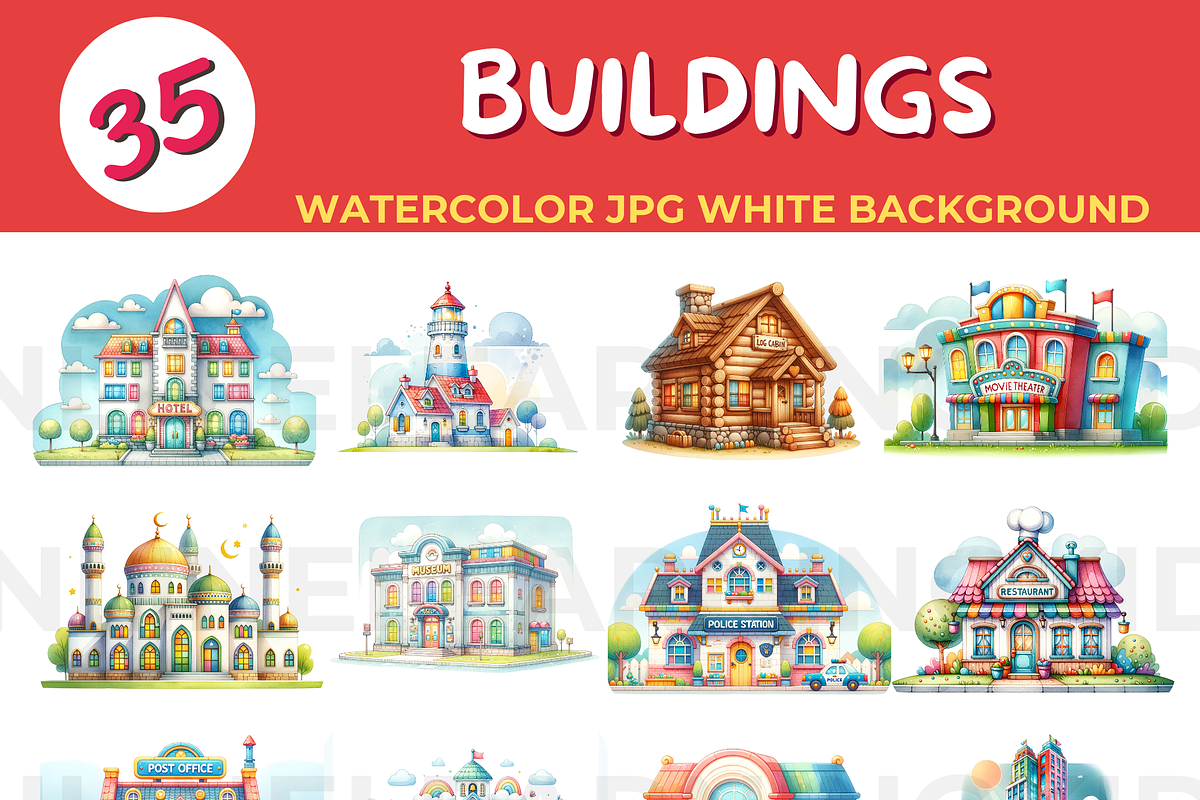 BUILDINGS shop watercolor JPG white, an Object Illustration by John_Walker (Photo 2 of 3)