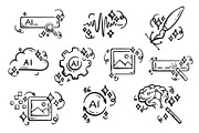 Doodle set of AI technology elements, an Object Graphic by Design by Irihaha (Thumbnail 4 of 4)