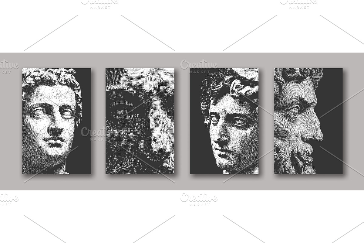 Engraving statue face. Greek roman, an Object Illustration by Stock-Smart-Start