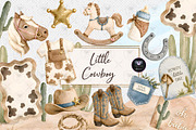 Little Cowboy Baby Shower Clipart, a Decorative Illustration by BigCakeBee (Thumbnail 1 of 4)