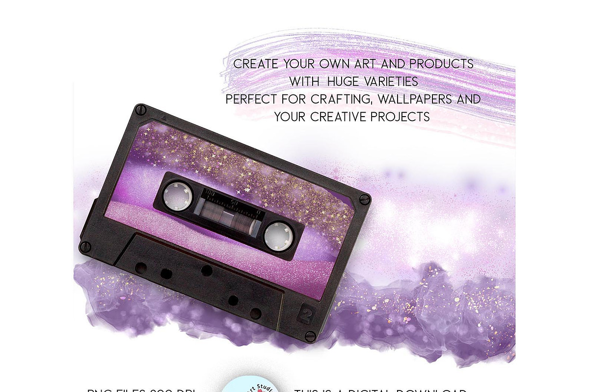 Glitter Lavender Brush Strokes PNGs, a Decorative Illustration by EdeniaArtStudio (Photo 5 of 7)