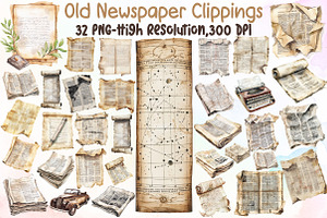 Old Newspaper Clippings Clipart, an Illustration by Sublimation Artist