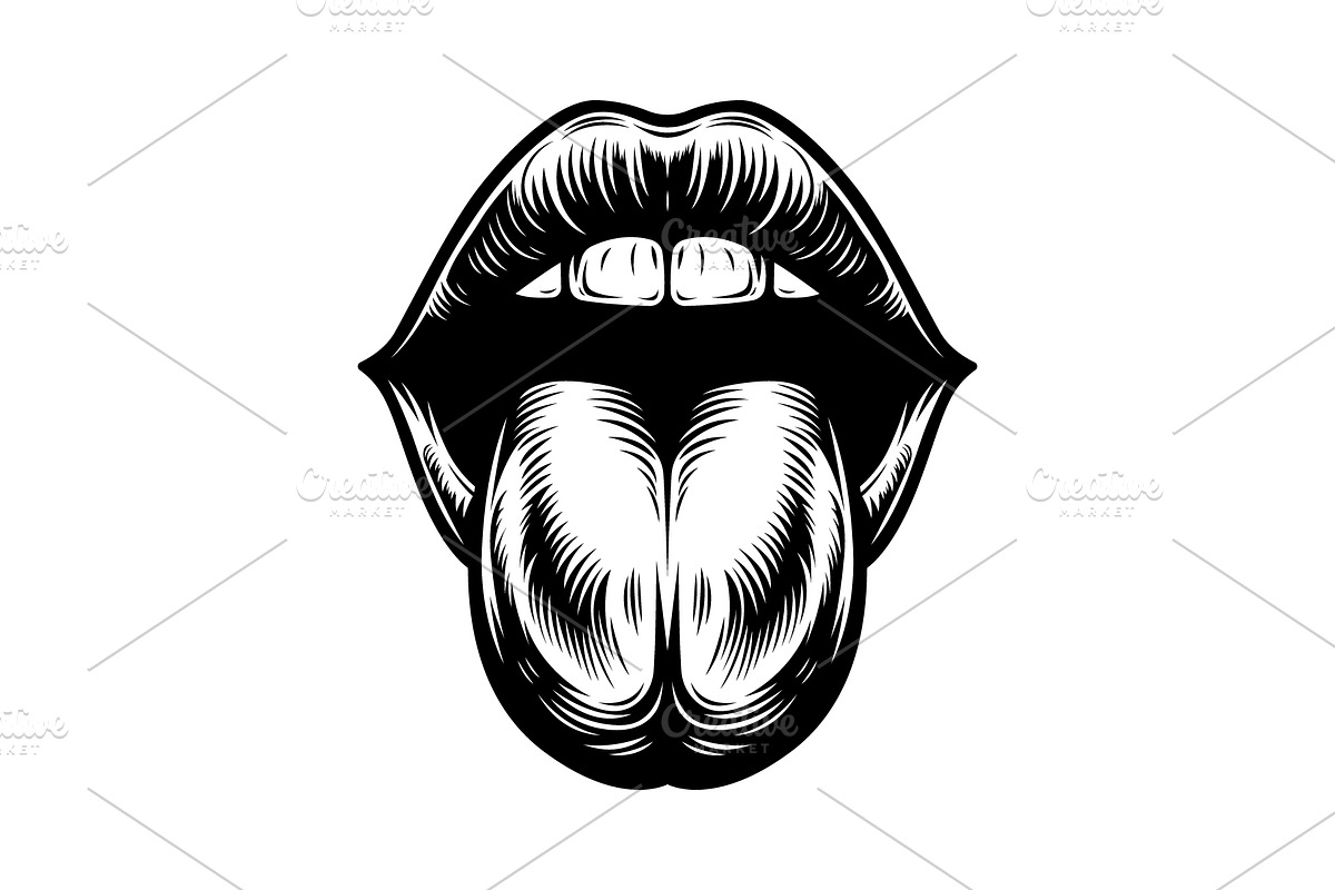 Mouth with the tongue sticking out, a Person Illustration by Pixes