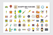 55 happy new year icons in 3 styles, an Outline Icon by LTNG STUDIO (Thumbnail 3 of 6)