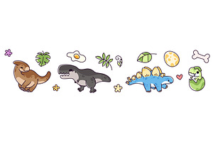 Cute dinosaur stickers set, an Animal Illustration by art PVP - market