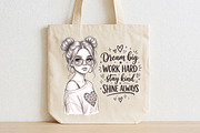 Dream Big Work Hard Space Buns Girl, a Seasonal Illustration by CraftArtStudio (Thumbnail 2 of 4)