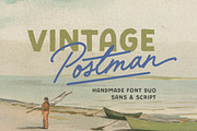 Vintage Postman - Handmade Font Duo, a Script Font by Sarid Ezra (Thumbnail 1 of 9)