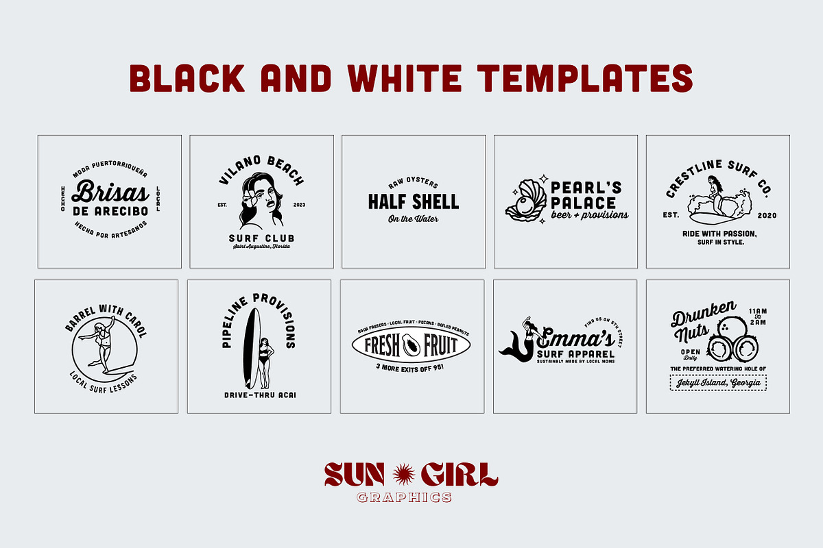 Vintage Tropical Surf Logo Templates, a Branding & Logo Template by sungirlgraphics (Photo 7 of 12)