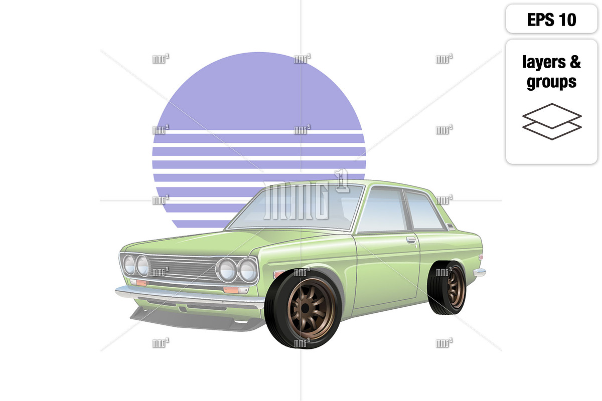 JDM 70's classic sedan & 80's sunset, an Education Illustration by MMG1designs (Photo 3 of 5)