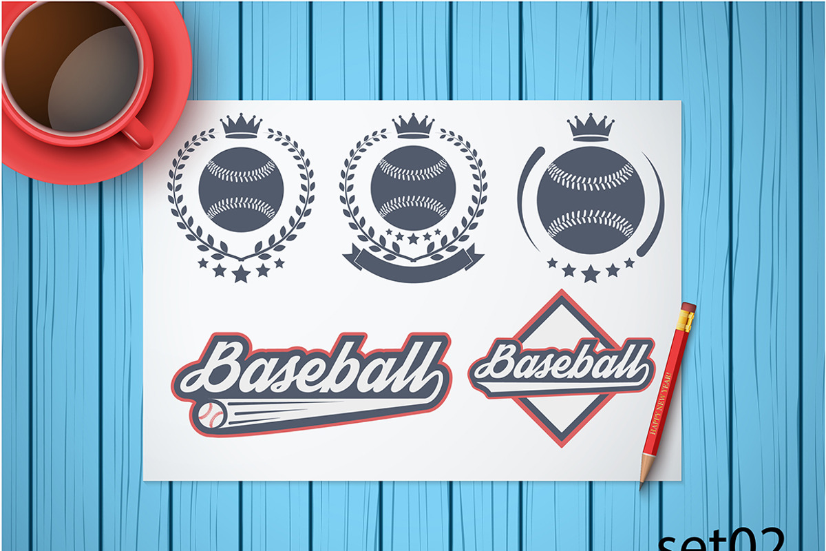 Set of Baseball Labels and Badges 02