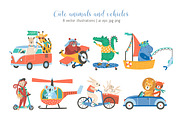 Cute animals with vehicles, an Animal Illustration by Good Studio (Thumbnail 1 of 6)