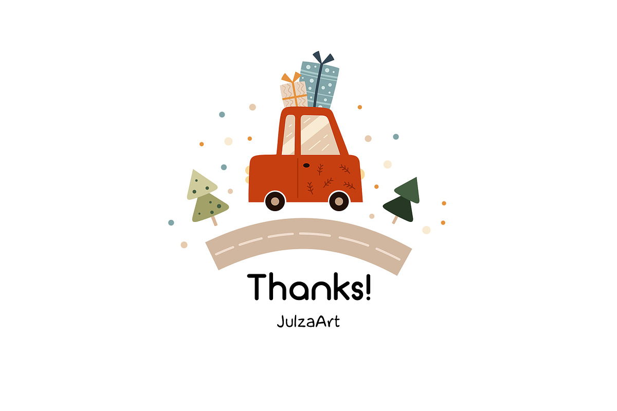 Retro Christmas cars clipart, a Transportation Illustration by JulzaArt (Photo 6 of 6)