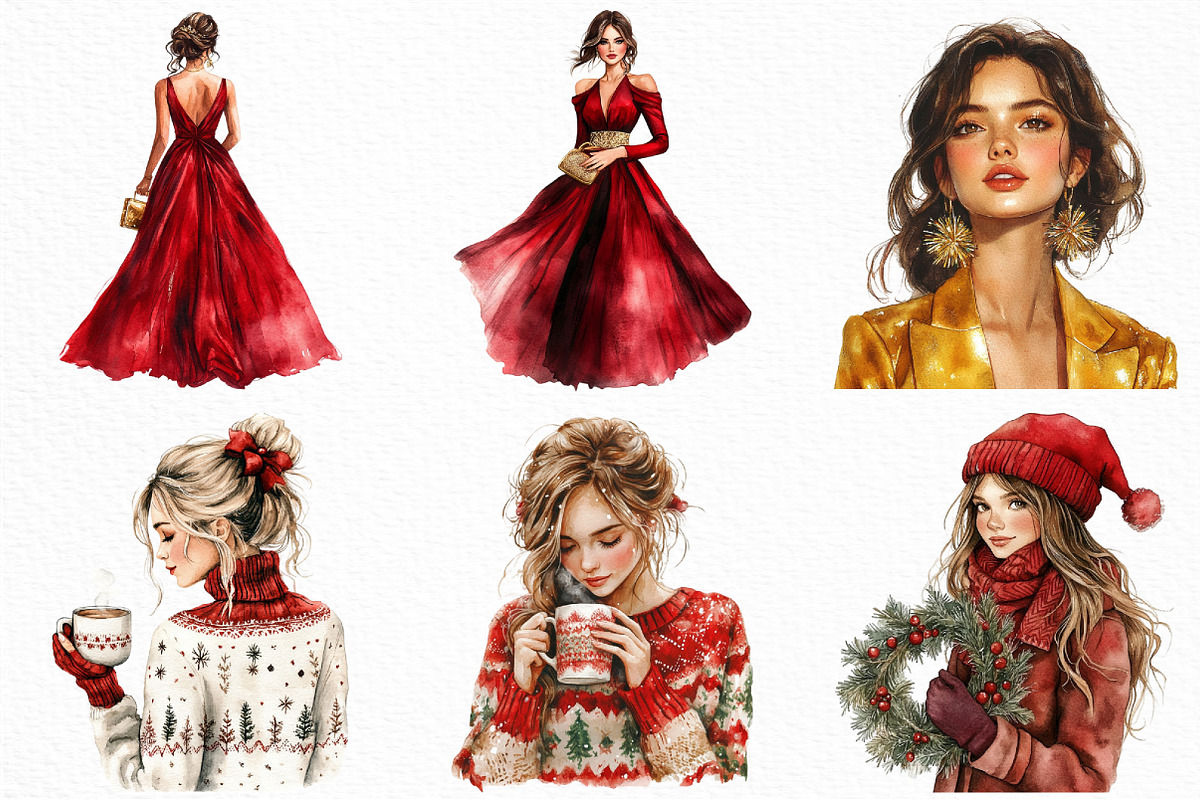 Christmas Fashion Girl Sublimation, an Illustration by Craft Nest (Photo 4 of 6)