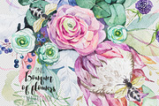Bouquet of flowers. Watercolor., an Illustration by OlgaAlekseenko (Thumbnail 1 of 4)