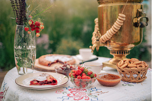 Traditional Outdoor Tea with Samovar, a Food & Drink Photo by Jan Jack Russo Media