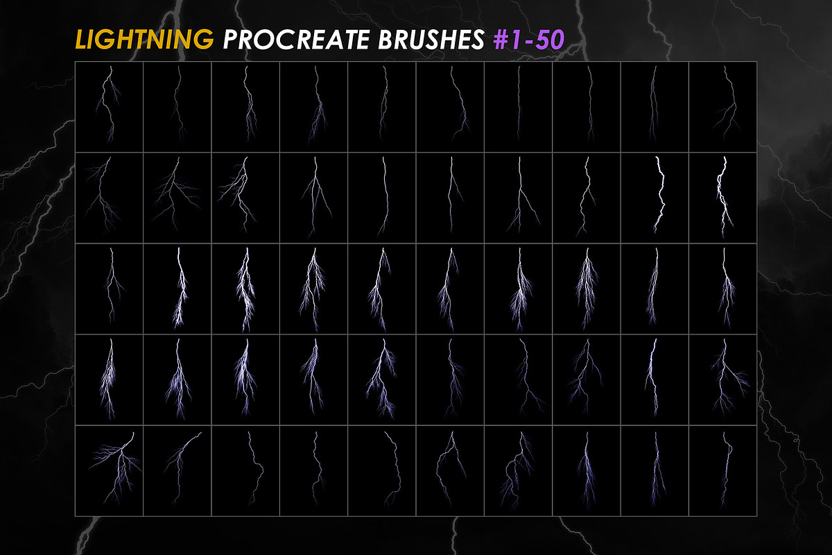 150 Lightning Procreate Brushes, a Brush Add-On by ArtistMef (Photo 3 of 8)