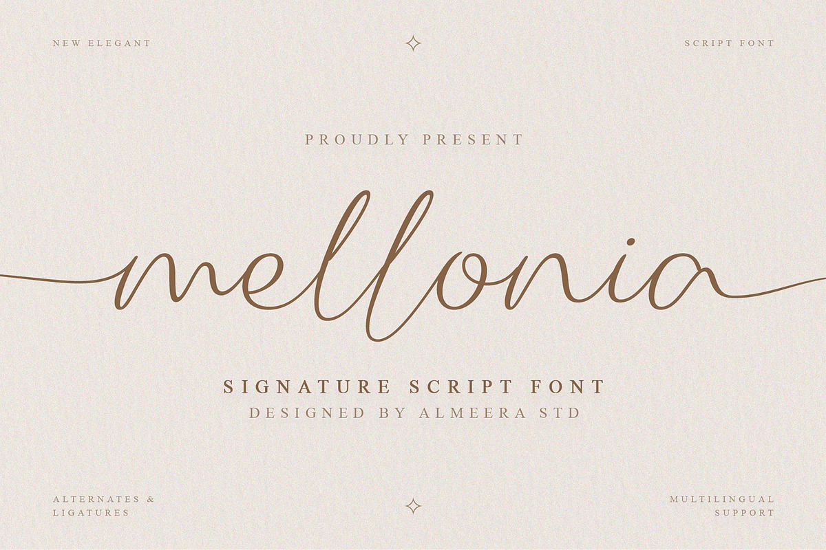 Mellonia – Script Font, a Script Font by Almeera Std (Photo 1 of 10)