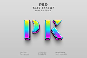 Color 3D Editable Text Effect