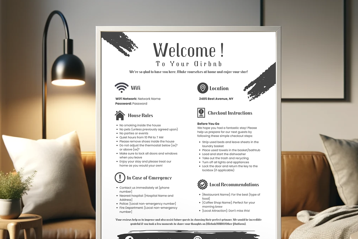 Editable Airbnb Welcome Sign, a Print Template by MondaySpark (Photo 1 of 9)