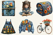 Vintage Denim Spring Clipart, a Work Illustration by OK Design (Thumbnail 3 of 5)