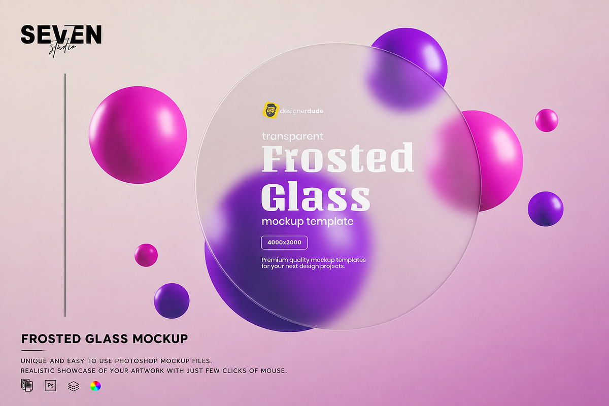 Circle Frosted Glass Mockup, a Wearable Device Mockup by Se٧enStudio (Photo 2 of 2)