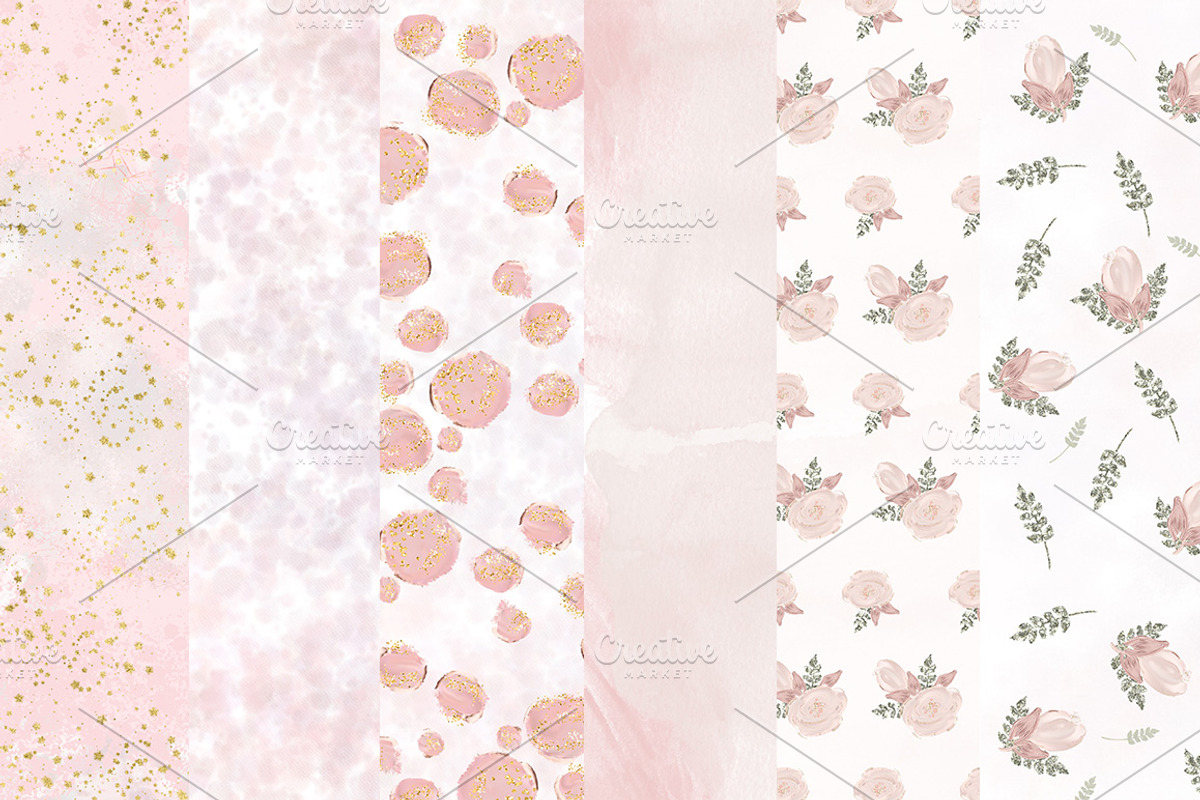 Floral Paper Digital Paper Pack Pink, a Wallpaper Graphic by EllowDee