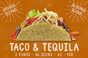Taco and Tequila, 2 Fonts + Extras!, a Sans Serif Font by Design Surplus (Thumbnail 1 of 6)