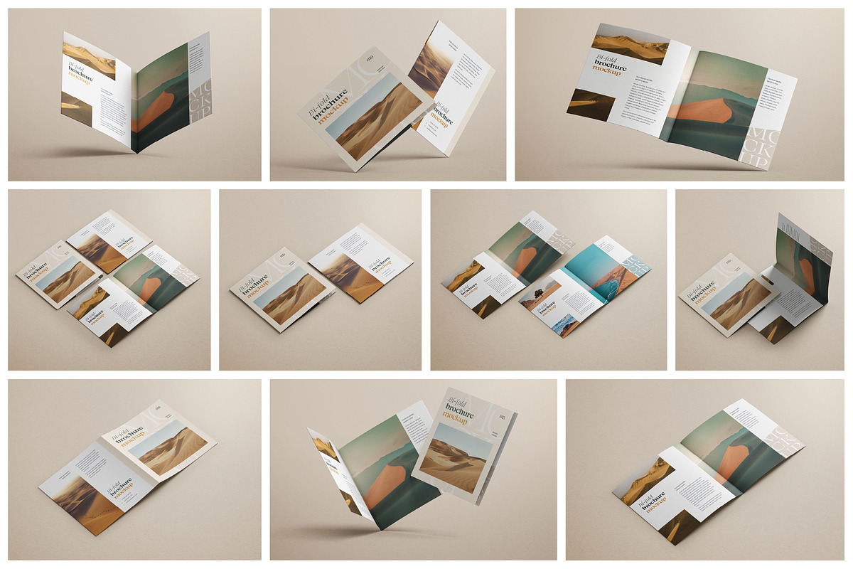 Bifold Square Brochure Mockup Set, a Print Template by mockupatelier (Photo 2 of 13)