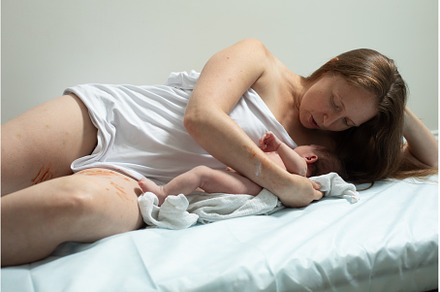 Woman with new born baby have a rest, a Person Photo by oksix