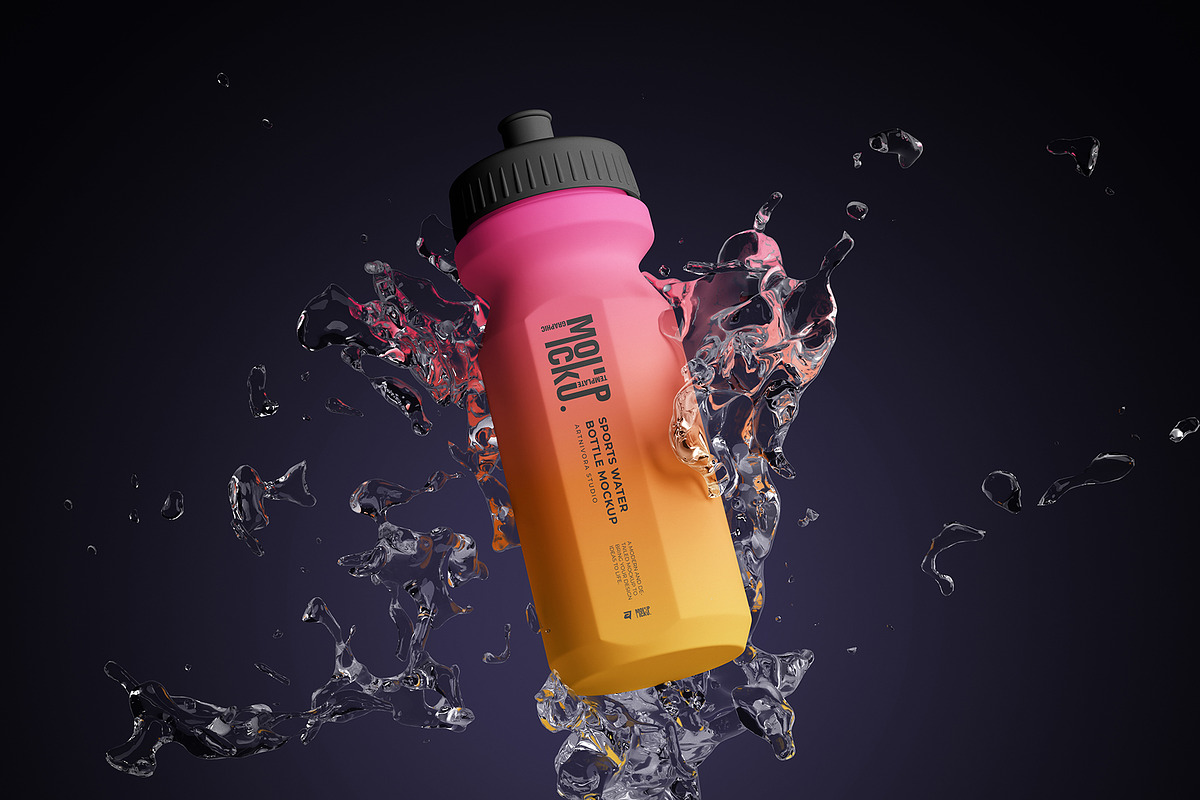 Sports Water Bottle Mockup, a Packaging Mockup by Artnivora.Std (Photo 3 of 6)