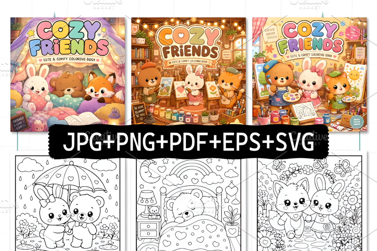 Cozy Friends Cute & Comfy Coloring, an Animal Illustration by Ink Gallery (Photo 2 of 3)